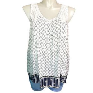 Maurices Plus Size 2 Mixed Print Boho Tank Crochet Lace Flowy Sleeveless Top